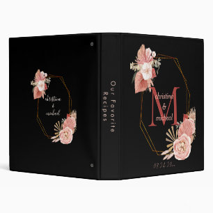 Customizable Monogram Boho Floral Rose 3 Ring Bind Binder