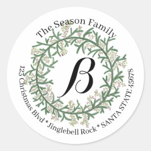 Customizable Monogram Christmas Classic Round Sticker