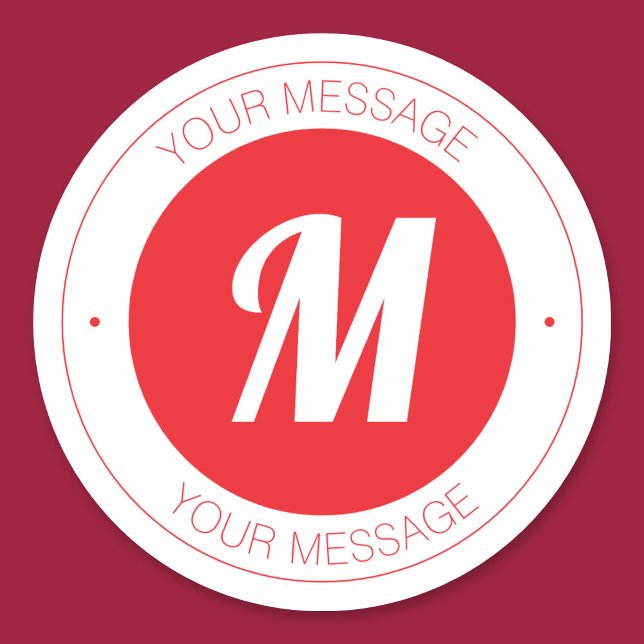Customizable Monogram & Circular Text Template Classic Round Sticker (Creator Uploaded)