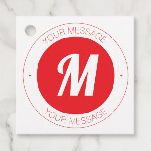 Customizable Monogram & Circular Text Template Favour Tags