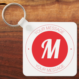 Customizable Monogram & Circular Text Template Keychain