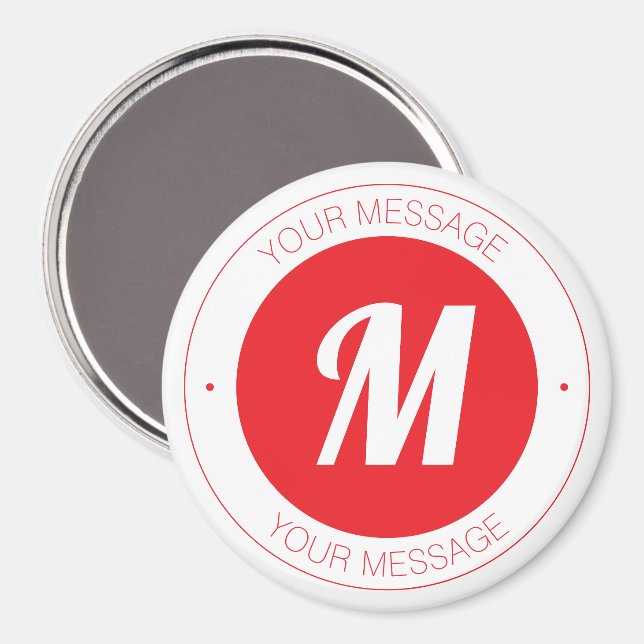 Customizable Monogram & Circular Text Template Magnet (Front/Back)