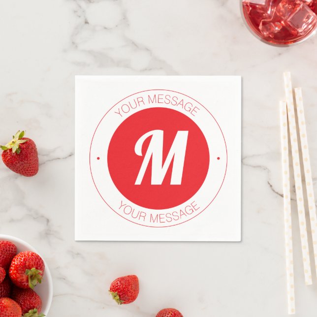 Customizable Monogram & Circular Text Template Napkin (Insitu)