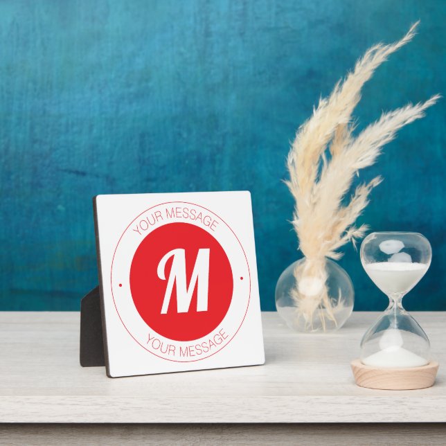 Customizable Monogram & Circular Text Template Plaque (Insitu)