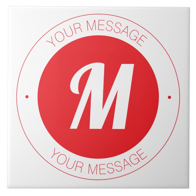 Customizable Monogram & Circular Text Template Tile (Front)