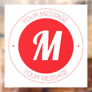 Customizable Monogram & Circular Text Template Window Cling