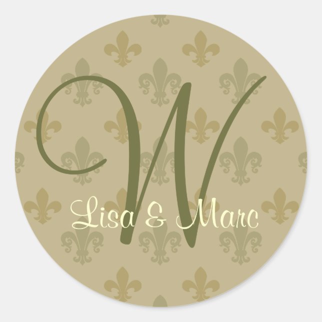 Customizable Monogram Classic Round Sticker (Front)