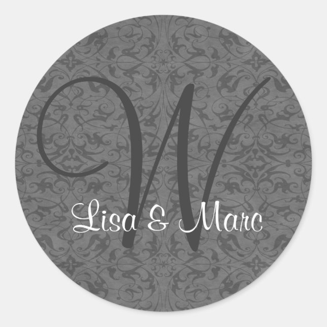 Customizable Monogram Classic Round Sticker (Front)