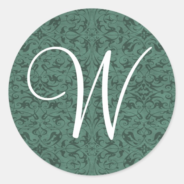 Customizable Monogram Classic Round Sticker (Front)