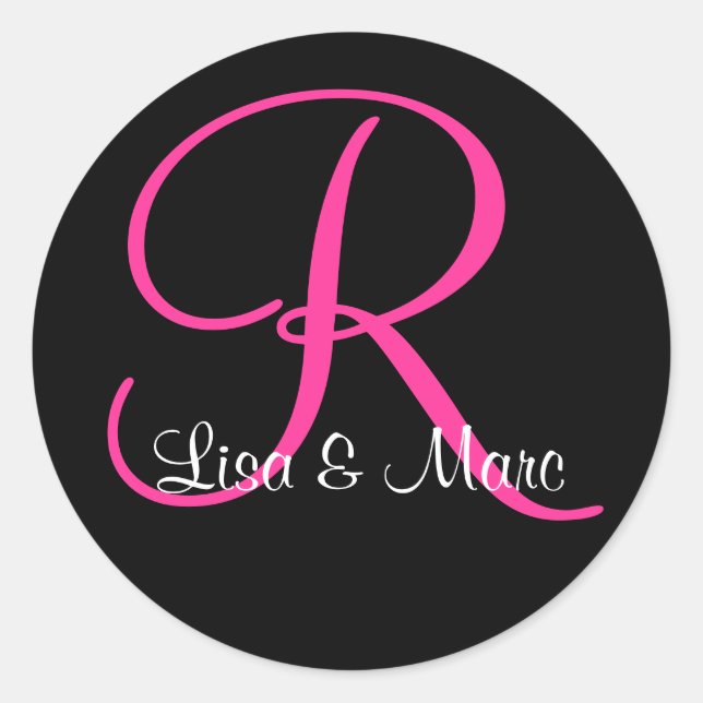 Customizable Monogram Classic Round Sticker (Front)
