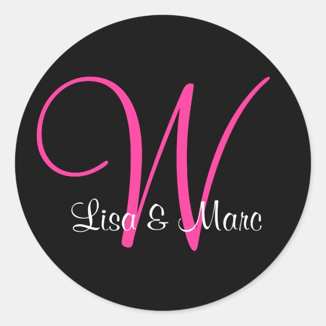 Customizable Monogram Classic Round Sticker (Front)