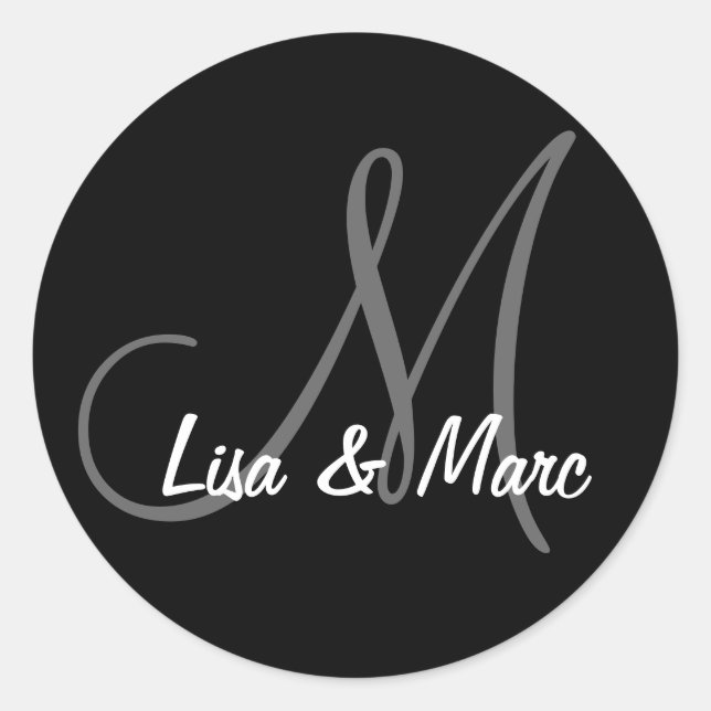 Customizable Monogram Classic Round Sticker (Front)