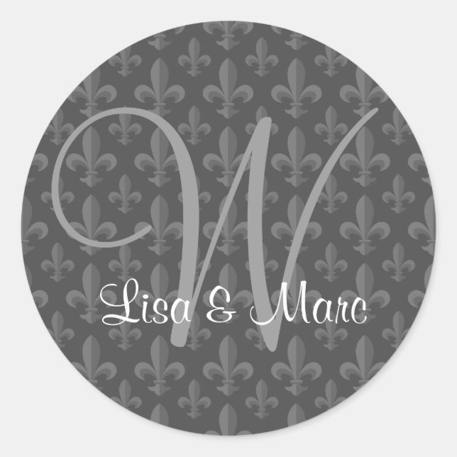 Customizable Monogram Classic Round Sticker (Front)