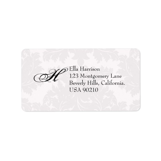 Customizable Monogram Damask Address Label (Front)