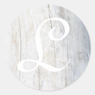 Customizable Monogram Driftwood Classic Round Sticker