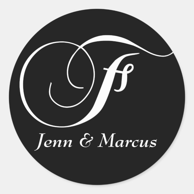 Customizable Monogram F Wedding Sticker (Front)
