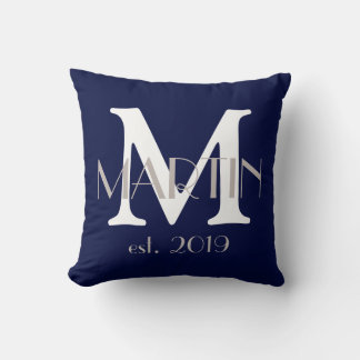 Customizable Monogram Family Name and Year Pillow