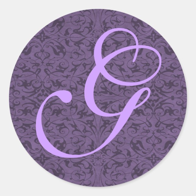 Customizable Monogram G Classic Round Sticker (Front)