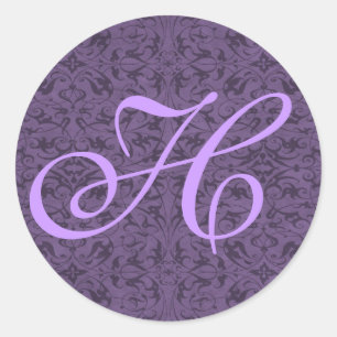 Customizable Monogram H Classic Round Sticker