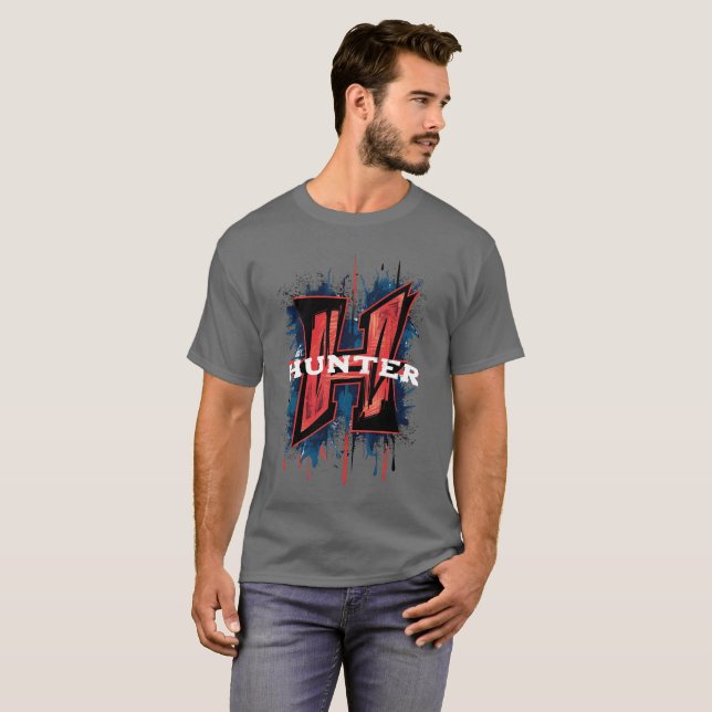Customizable Monogram "H": Graffiti Spray Paint T-Shirt (Front Full)