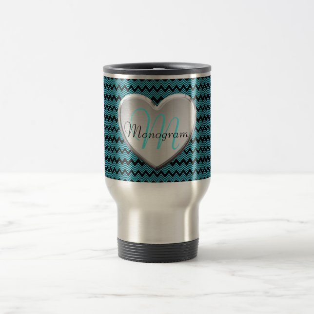 Customizable Monogram Heart Travel Mug (Center)