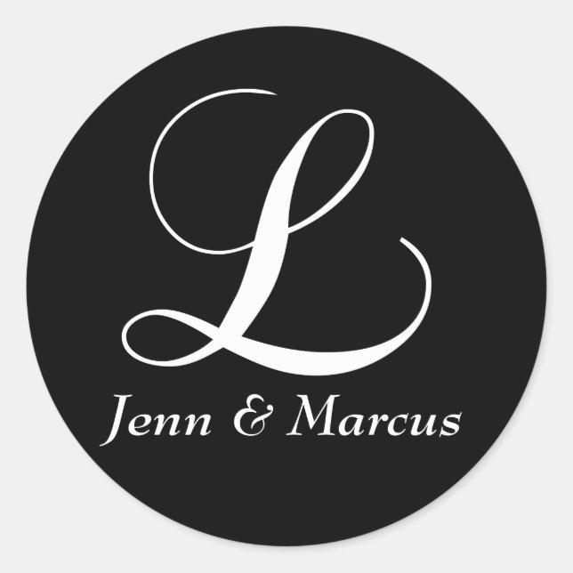 Customizable Monogram L Wedding Sticker (Front)