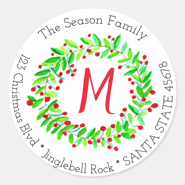 Customizable Monogram Label Christmas (Front)