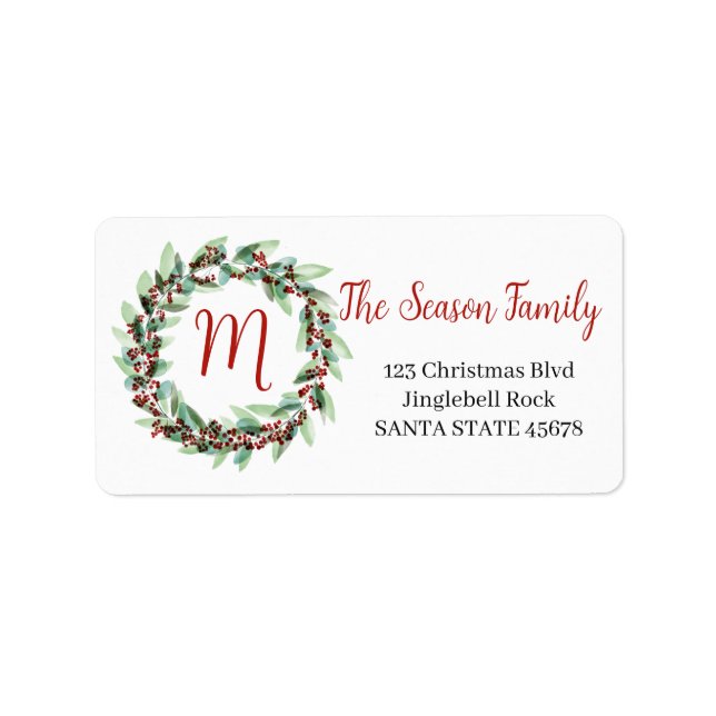 Customizable Monogram Label Christmas (Front)