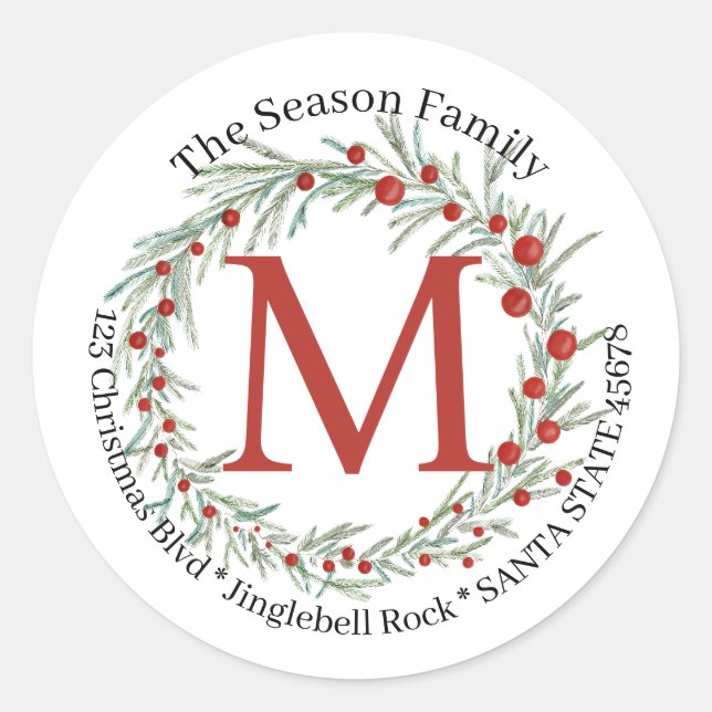 Customizable Monogram Label Christmas (Front)