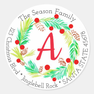 Customizable Monogram Label Christmas