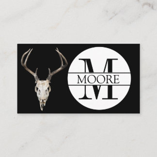 Customizable Monogram Name Deer Skull Antler Business Card