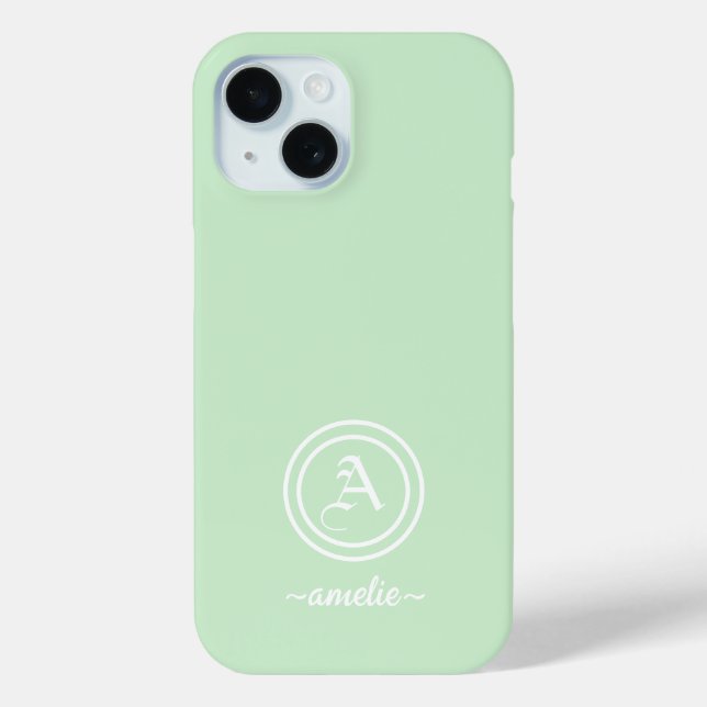 Customizable Monogram & Name Green Phone Case (Back)