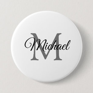 Customizable Monogram Name White Template Large 3 Inch Round Button
