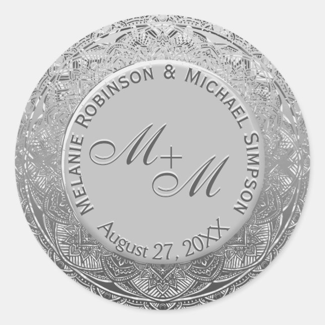 Customizable Monogram Silver Wedding Seal (Front)