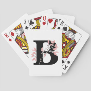 Customizable Monogram Single Letter w/Pink Floral Playing Cards
