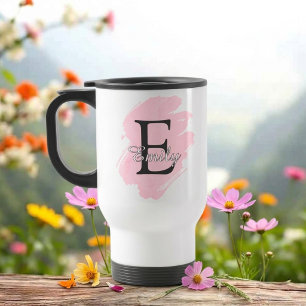 Customizable Monogram Travel Mug with Colour Accen