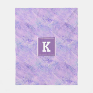 Customizable Monogram Watercolor, Purple Fleece Blanket