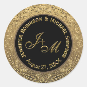 Customizable Monogram Wedding Seal Gold and Black