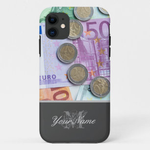 Customizable Monogram with coins and bank notes! iPhone 11 Case