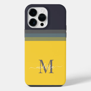 Customizable Monogram with Cute Stripe Colour Bloc iPhone 14 Pro Max Case
