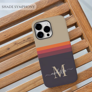 Customizable Monogram with Cute Stripe Colour Bloc iPhone 14 Pro Max Case