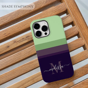 Customizable Monogram with Cute Stripe Colour Bloc iPhone 14 Pro Max Case