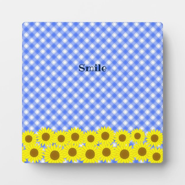 Customizable Monogram with Sunflower and Gingham C Plaque (Front)