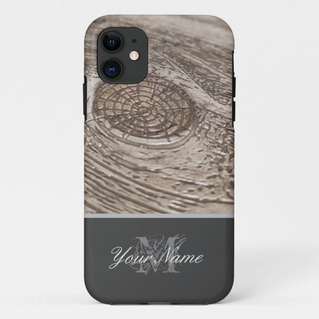 Customizable Monogram with wooden grunge! Case-Mate iPhone Case (Back)