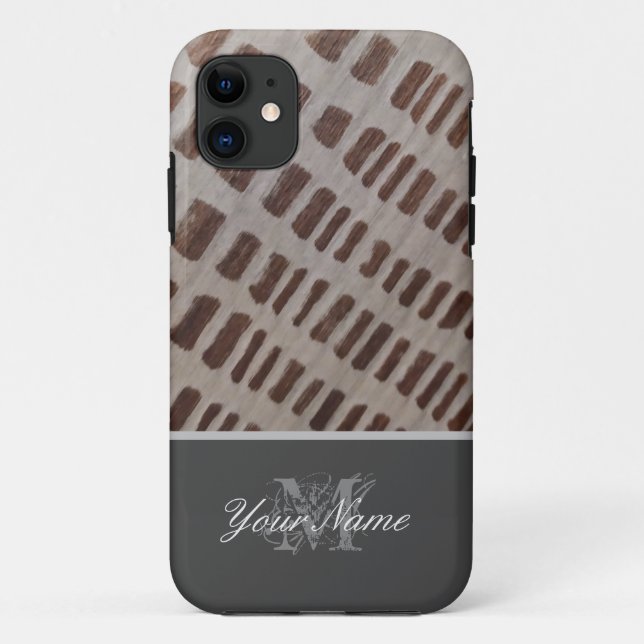 Customizable Monogram with wooden grunge! Case-Mate iPhone Case (Back)
