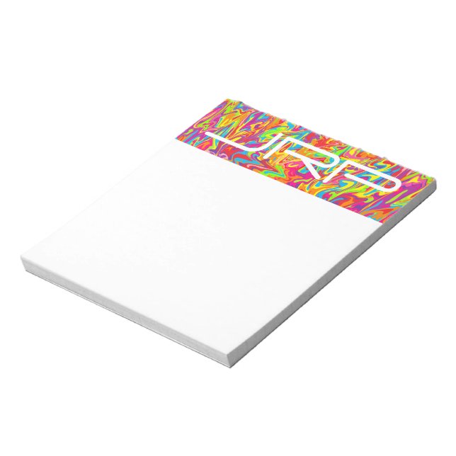 Customizable Monogrammed Abstract Swirl Notepad (Rotated)