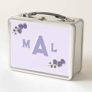 Customizable Monogrammed Lavender  Metal Lunch Box