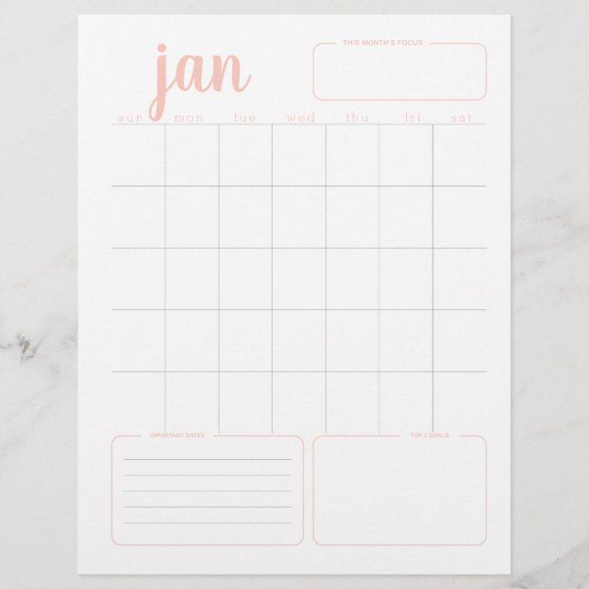 Customizable Monthly Goal Planner & Dashboard Page (Front)