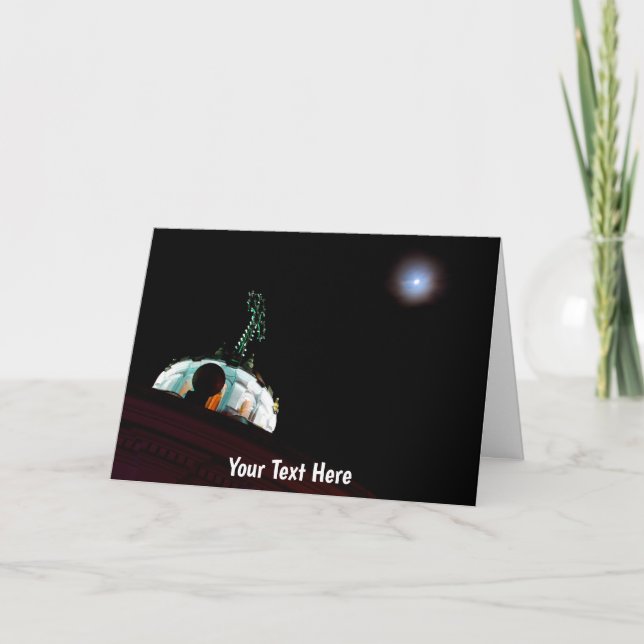 Customizable moon & cross, Quito, Ecuador Card (Front)