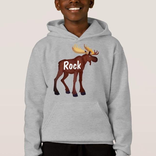 Customizable Moose - Boy's Hoodie (Front)